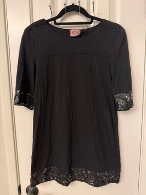 Juicy Couture Black Sequin-Trim Tunic Top